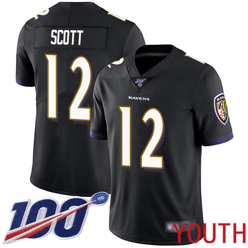 Baltimore Ravens Limited Black Youth Jaleel Scott Alternate Jersey NFL Football #12 100th Season Vapor Untouchable
